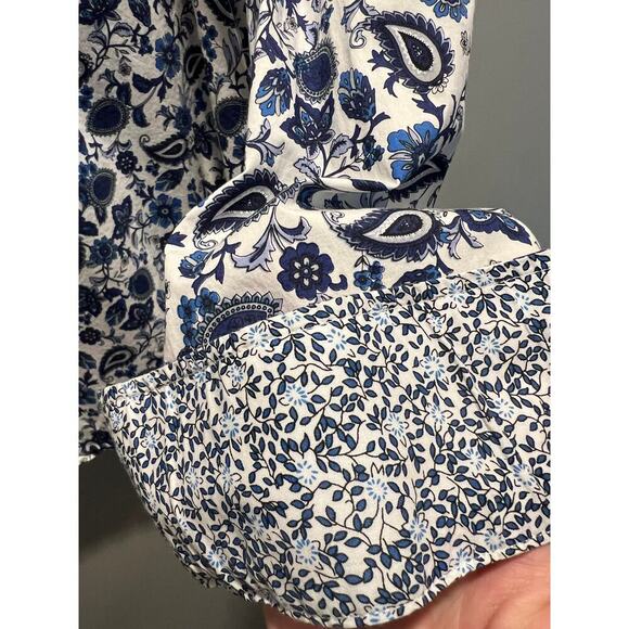 Duchamp London Shirt Mens XXL Button Up Down Flip Cuff Blue White Paisley - Picture 3 of 6